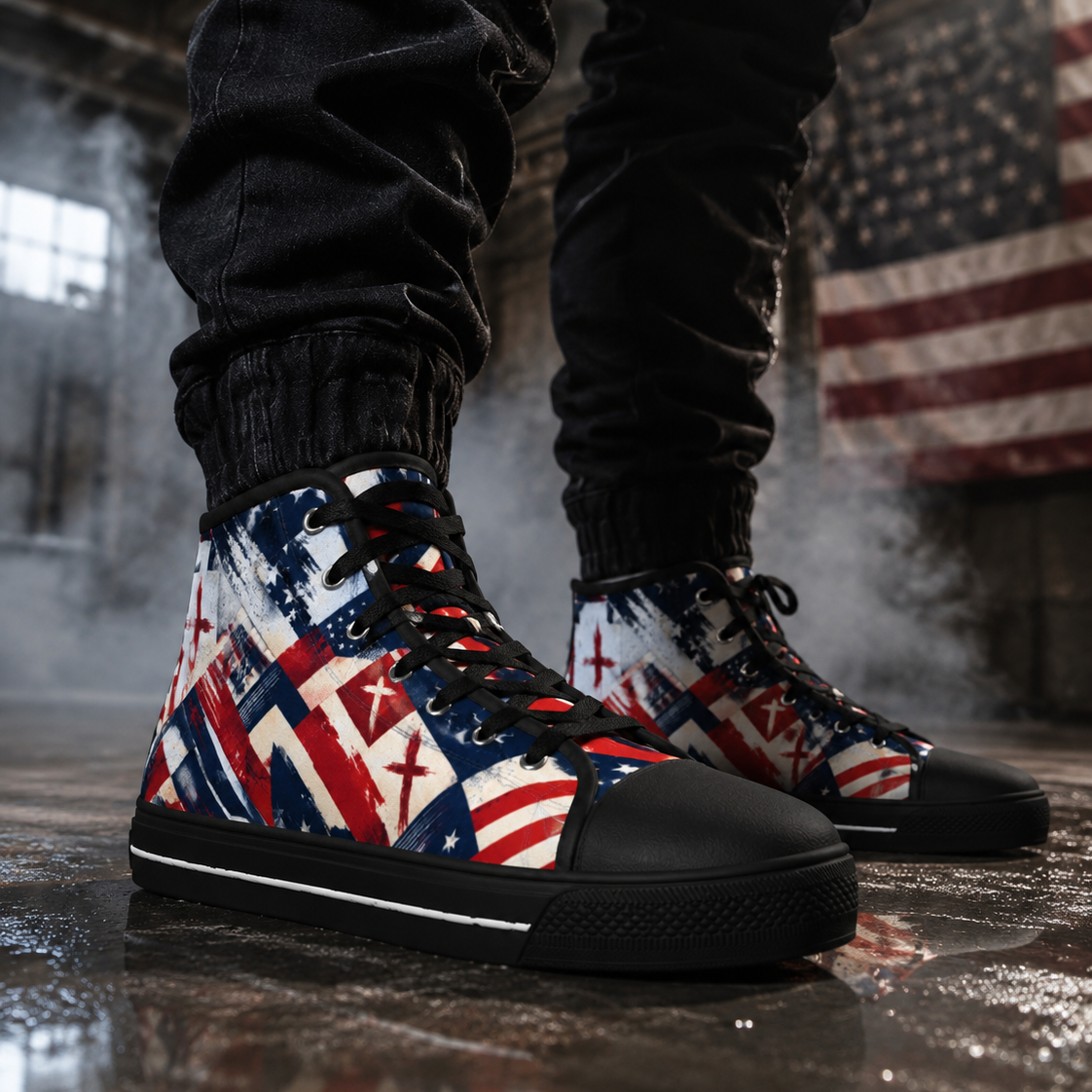 Faith Freedom - Men's Black Sole Canvas Shoes