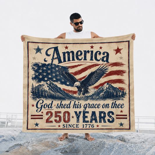 DailyFits God Shed His Grace On Thee 250 Years American Eagle Patriotic Blanket