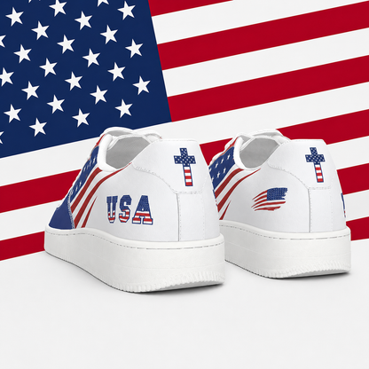 Christian Cross USA Flag Patriotic Men's Air Force Shoes