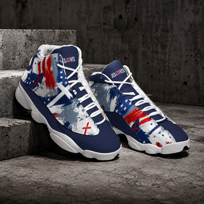 Jesus Saves Patriotic - Men's Curved Basketball Shoes With Thick Soles