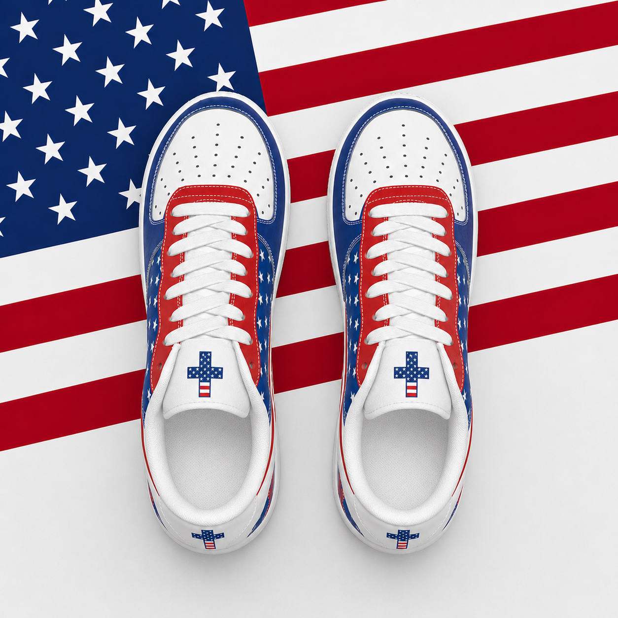 Christian Cross USA Flag Patriotic Men's Air Force Shoes