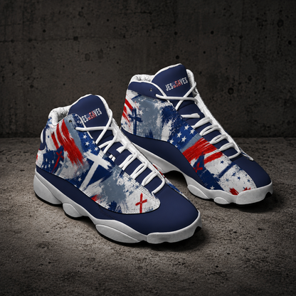 Jesus Saves Patriotic - Men's Curved Basketball Shoes With Thick Soles