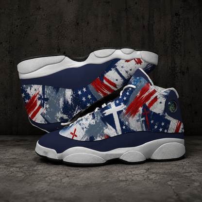 Jesus Saves Patriotic - Men's Curved Basketball Shoes With Thick Soles