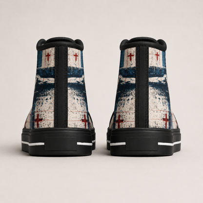 Jesus Crucifixion Men's Black Sole Canvas Shoes