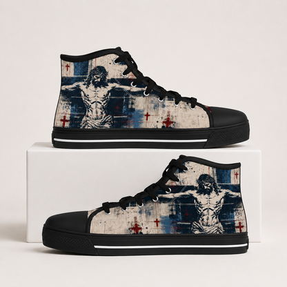 Jesus Crucifixion Men's Black Sole Canvas Shoes