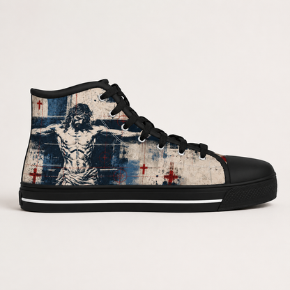 Jesus Crucifixion Men's Black Sole Canvas Shoes
