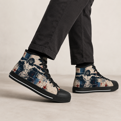 Jesus Crucifixion Men's Black Sole Canvas Shoes