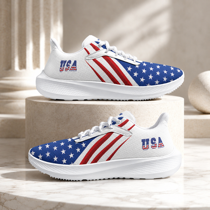 Christian Cross Patriotic -Men's Road Running Shoes