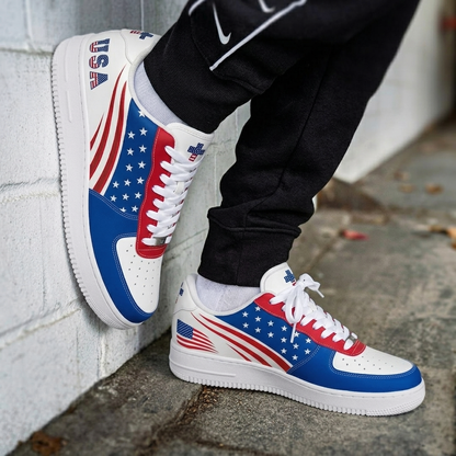 Christian Cross USA Flag Patriotic Men's Air Force Shoes