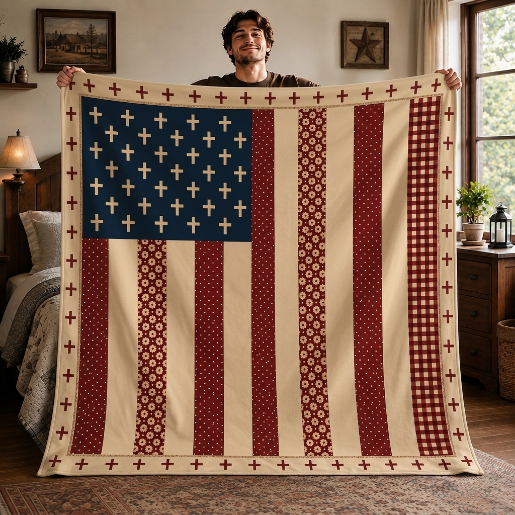DailyFits Christian American Flag Blanket