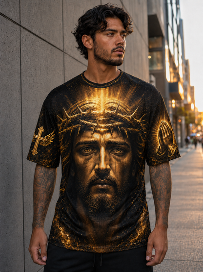 King Of Kings Jesus Crown Of Thorns Christian Mesh T-Shirt