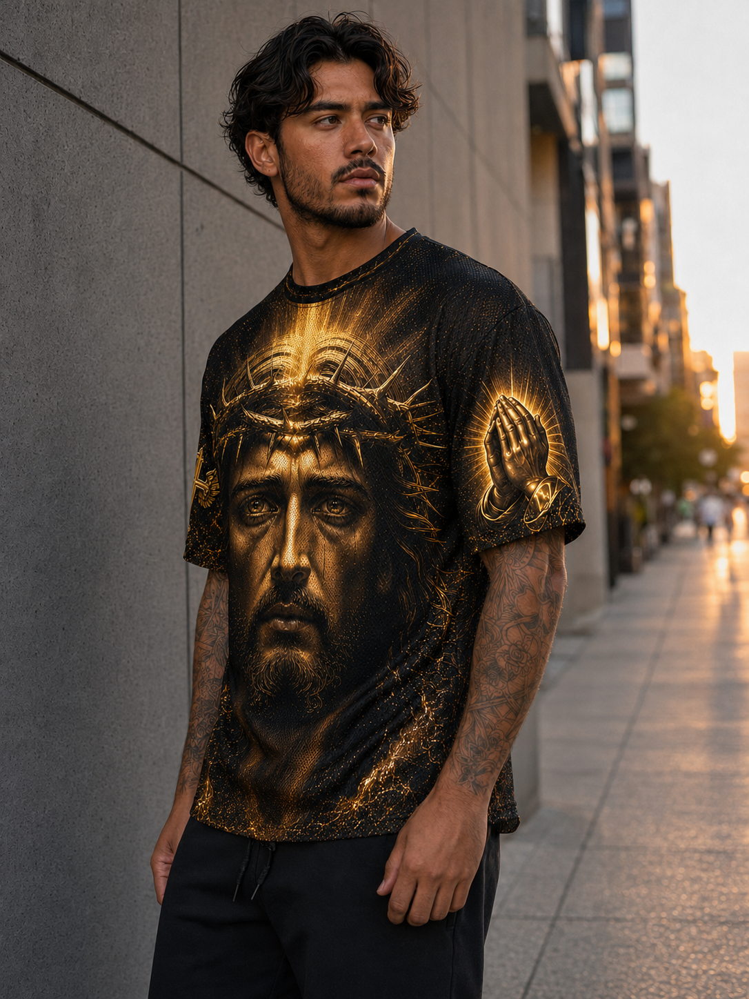 King Of Kings Jesus Crown Of Thorns Christian Mesh T-Shirt