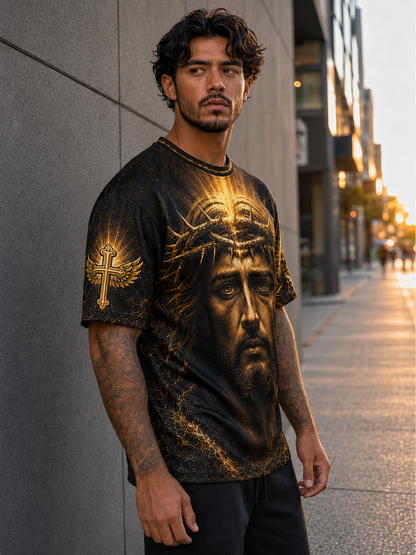 King Of Kings Jesus Crown Of Thorns Christian Mesh T-Shirt