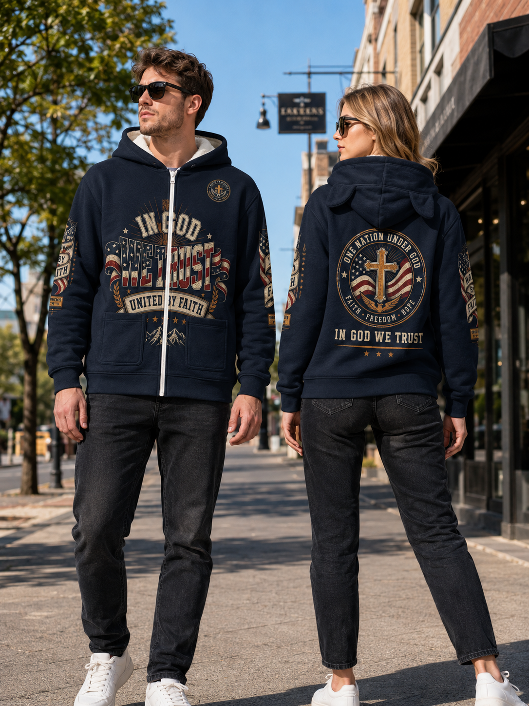 Faith Under God Patriotic Apparel Cozy Cat Ear Hoodie