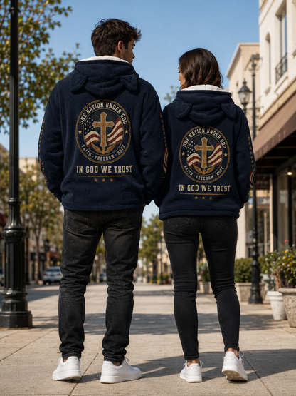 Faith Under God Patriotic Apparel Cozy Cat Ear Hoodie