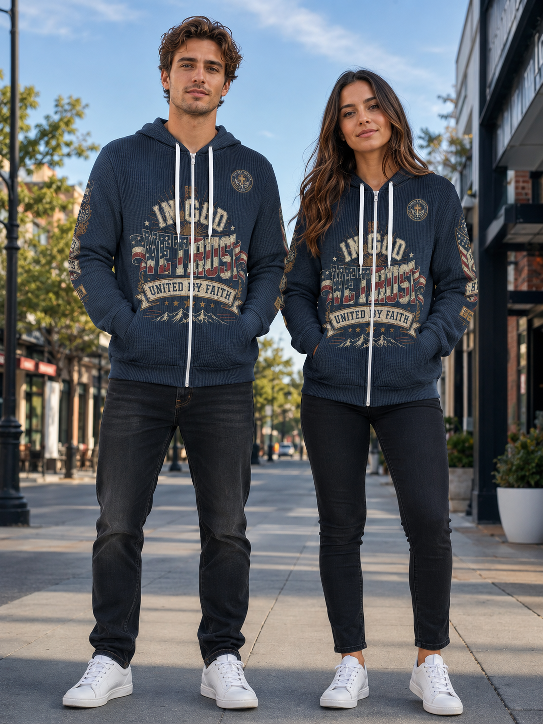Faith Under God Patriotic Apparel Zip Hooded Sweatshirt