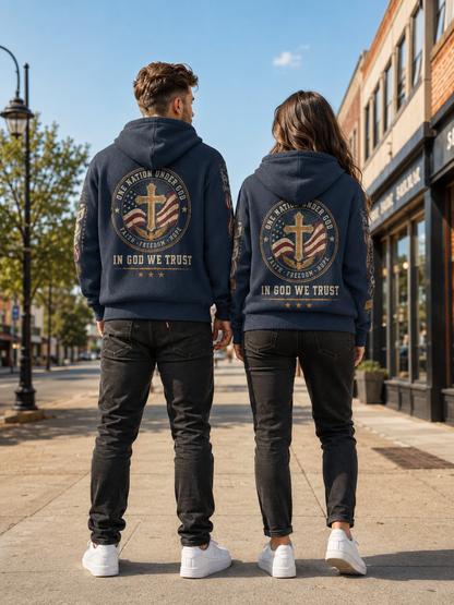Faith Under God Patriotic Apparel Zip Hooded Sweatshirt