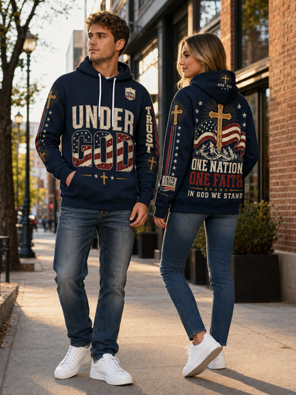 Faith Under God Patriotic Apparel Pullover Hoodie | 310GSM Cotton