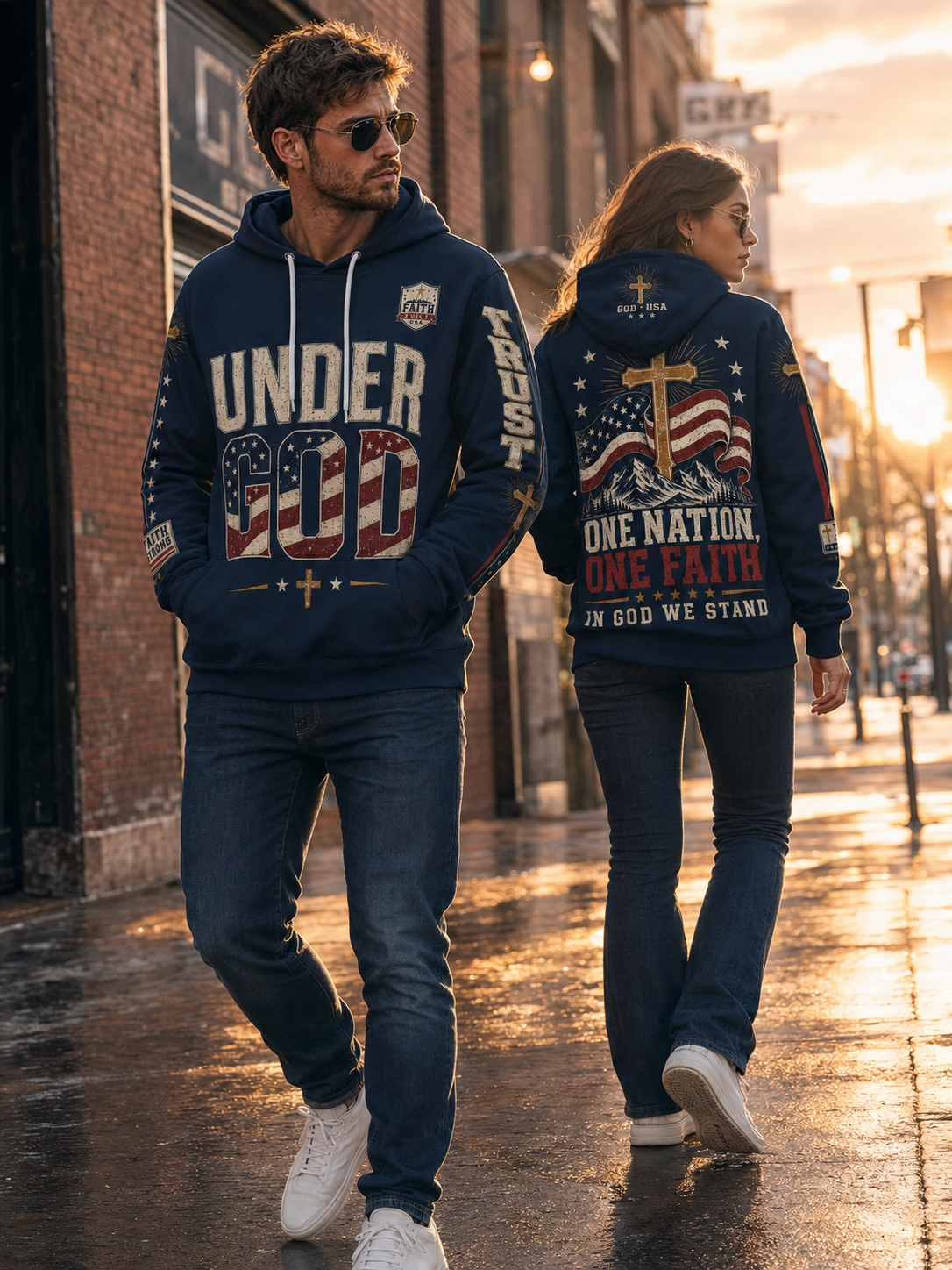 Faith Under God Patriotic Apparel Pullover Hoodie | 310GSM Cotton