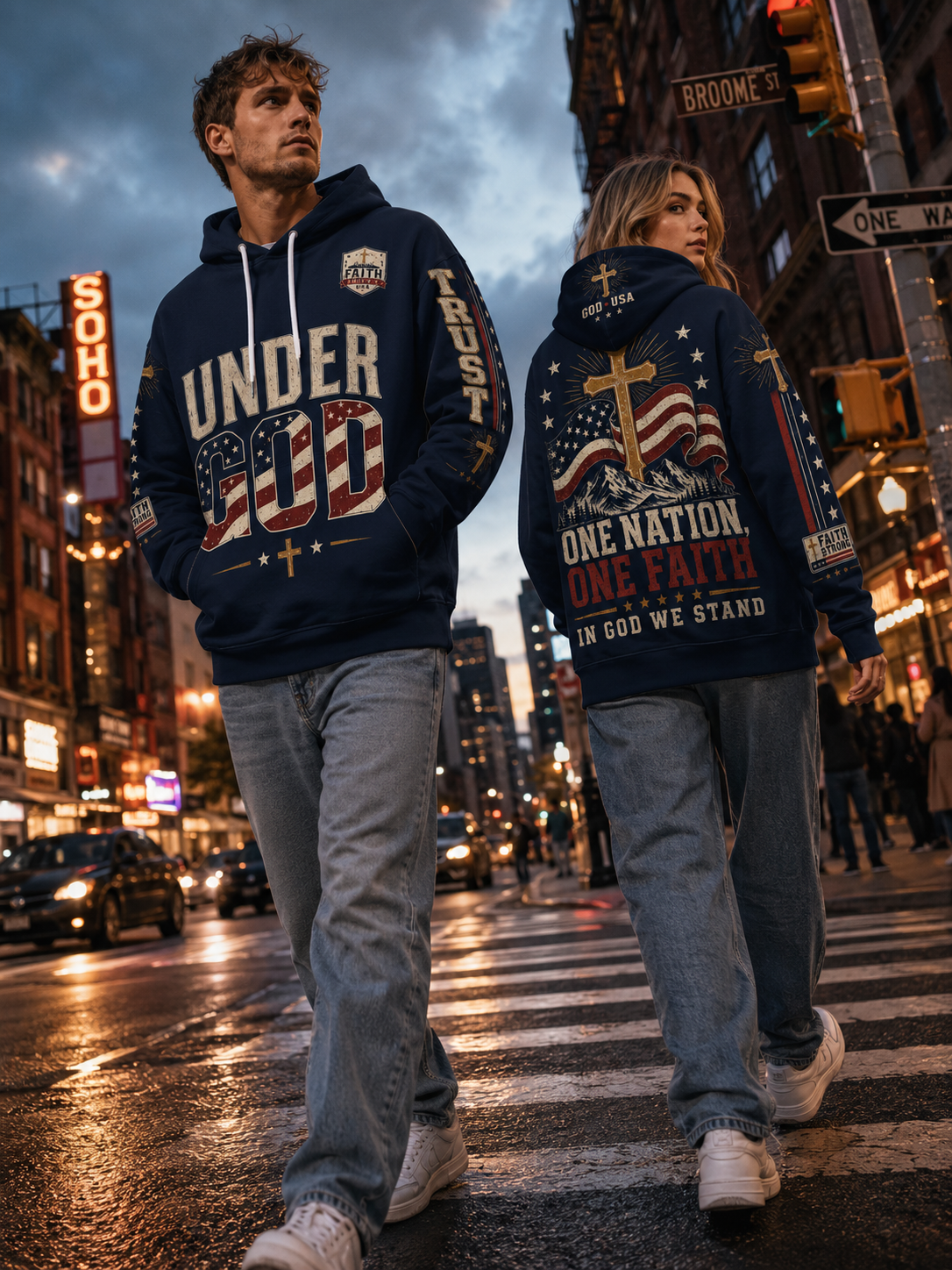 Faith Under God Patriotic Apparel Pullover Hoodie | 310GSM Cotton