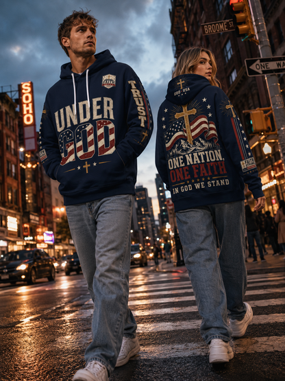 Faith Under God Patriotic Apparel Pullover Hoodie | 310GSM Cotton