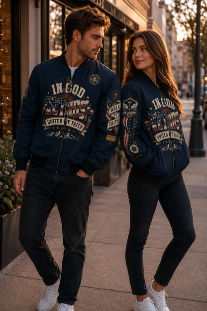 Faith Under God Patriotic Apparel Bomber Jacket