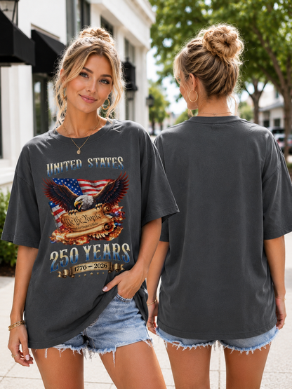 DailyFits United States 250 Years 1776-2026 Patriotic Eagle We The People T-Shirt