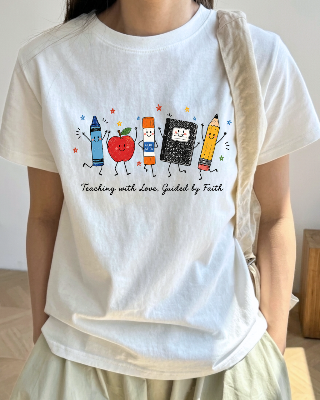 Teaching With Love Guided By Faith-Cute School Supplies Shirt