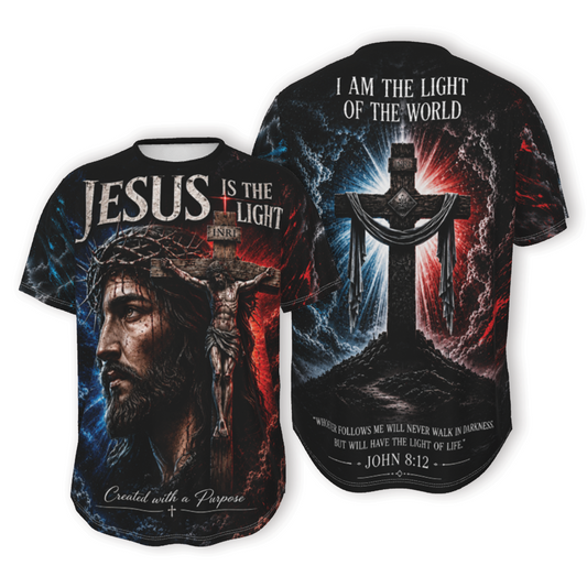 DailyFits Jesus Is The Light Of The World John 8:12 Christian Cross Shirt