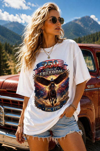 DailyFits. 250 Years of Freedom Eagle Horse Patriotic T-Shirt