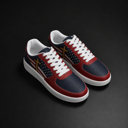 Christian Cross American Flag Patriotic Men's Air Force Shoes