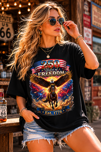DailyFits. 250 Years of Freedom Eagle Horse Patriotic T-Shirt