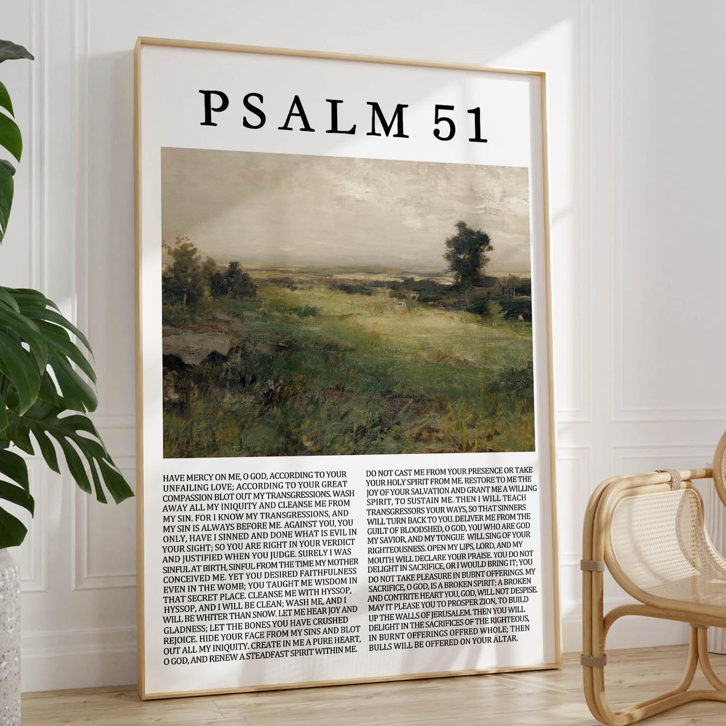 Psalm 51 Wall Art, Create in Me a Clean Heart Christian Landscape Canvas Print