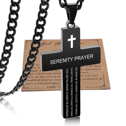 Serenity Prayer Cross Necklace for Men