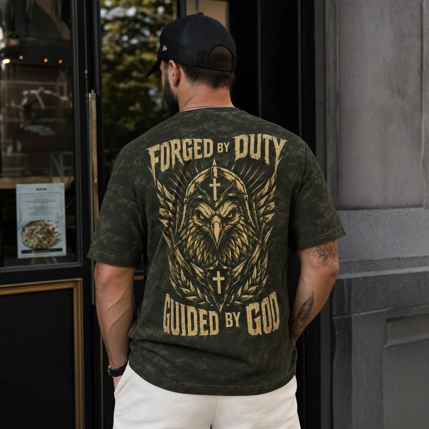 Forged by Duty Guided by God Christian Veteran Camo T-Shirt