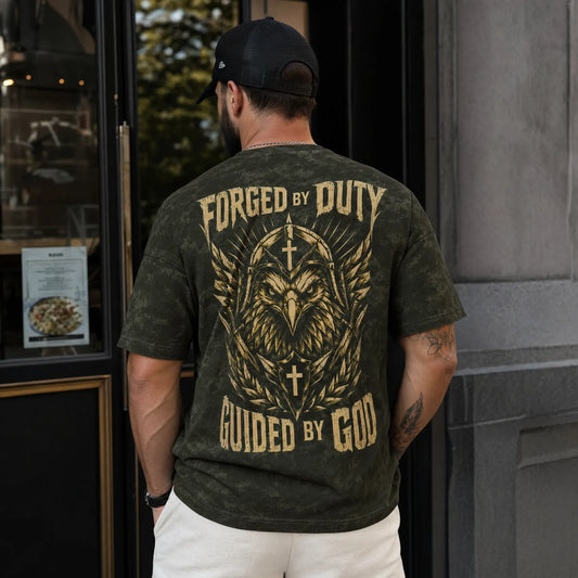 Forged by Duty Guided by God Christian Veteran Camo T-Shirt