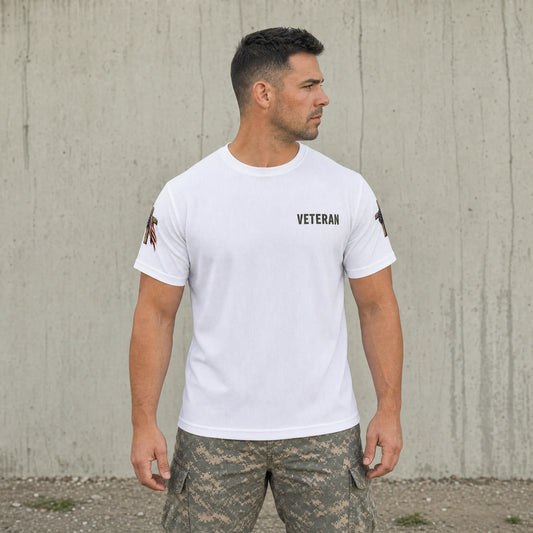 Duty Brought Me to the Fight Faith Brought Me Home Veteran T-Shirt