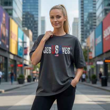 DailyFits Jesus Saves Patriotic Christian T-Shirt