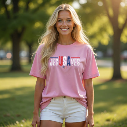 DailyFits Jesus Saves Patriotic Christian T-Shirt